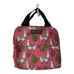 Betsey Johnson pink Lama and Cactus cooler lunch bag